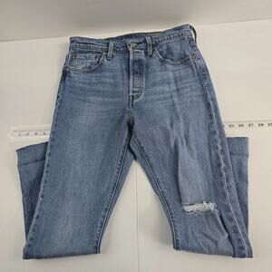 Levi's 501 button fly jeans blue denim womens 29x28 light wash 6679